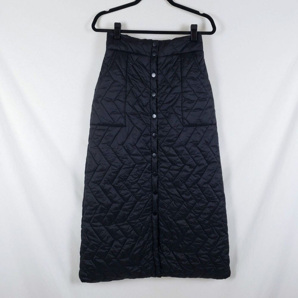 STYLEWE Gorpcore Scandi Quilted Puffer Maxi Skirt Womens L Snap Front Apres Ski